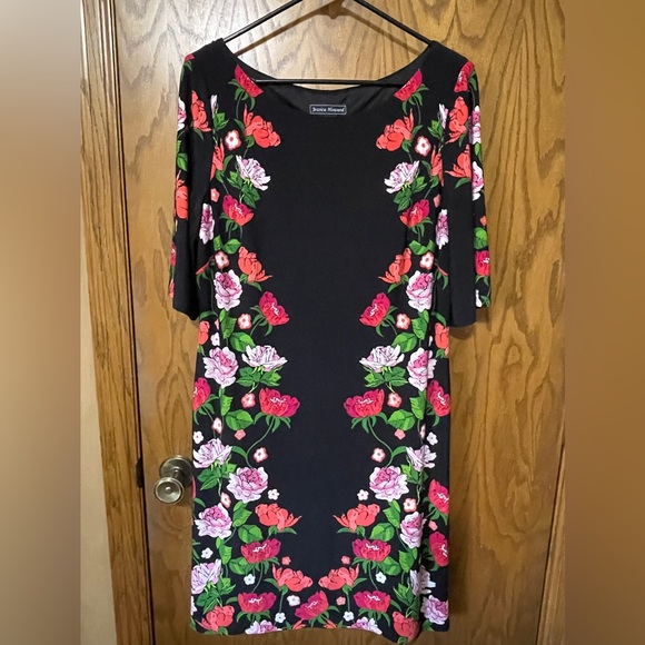 Jessica Howard Black Red Flower Fully Lined Dress - Picture 1 of 5